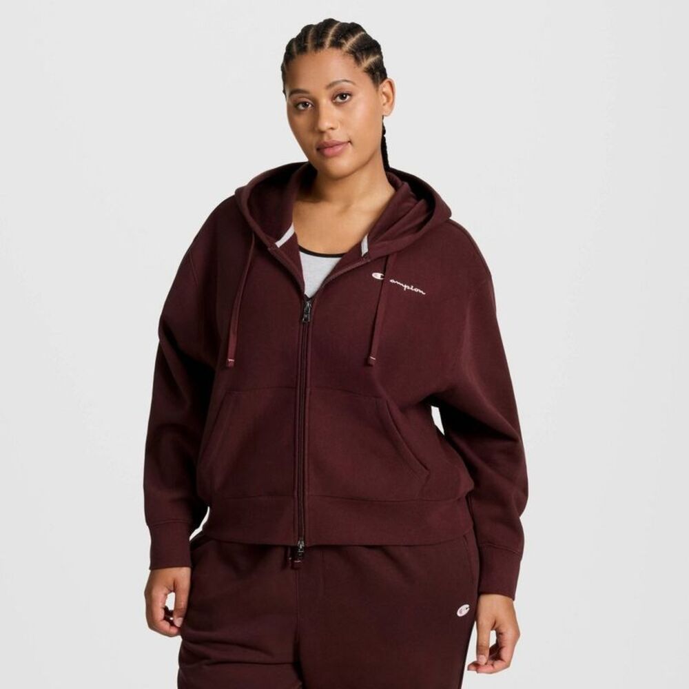Champion -  Women's Cropped Fleece Zip-Up Sweatshirt  Maroon